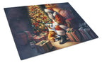 Corgi and Santa Claus Glass Cutting Board