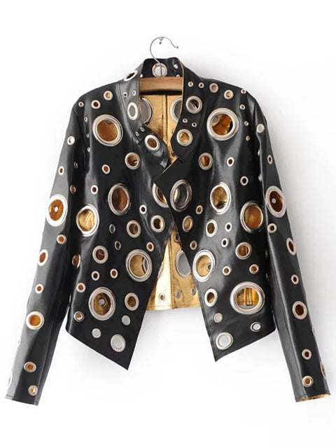 Lautaro Cut Out Faux Leather Jacket with Rivets