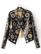 Lautaro Cut Out Faux Leather Jacket with Rivets