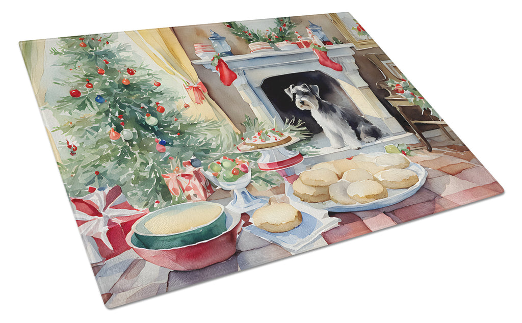Schnauzer Christmas Cookies Glass Cutting Board
