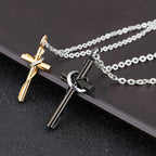 Stainless Steel Black and Silver Cross Necklace