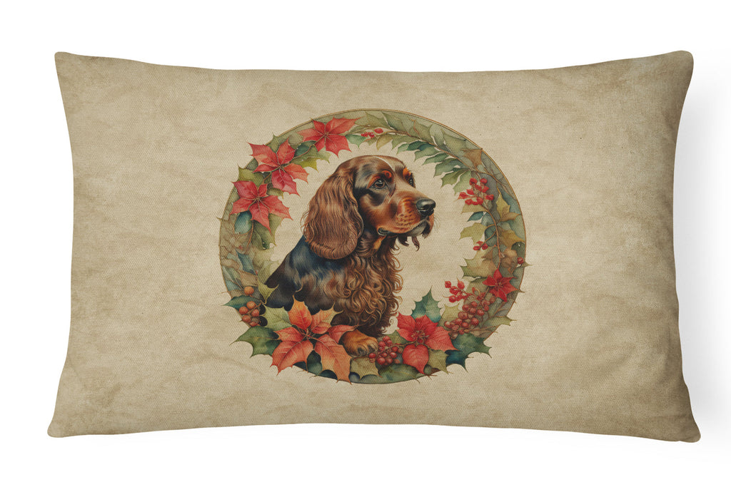 Field Spaniel Christmas Flowers Throw Pillow