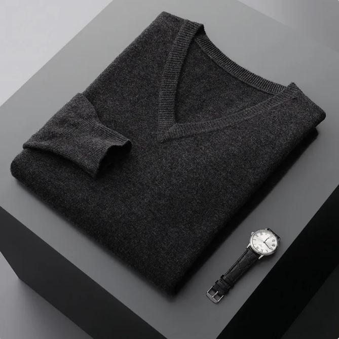 Men's V-neck Loose Business Oversized Knit Sweater