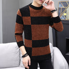 Men's Korean Style Round Neck Sweater for Warmth