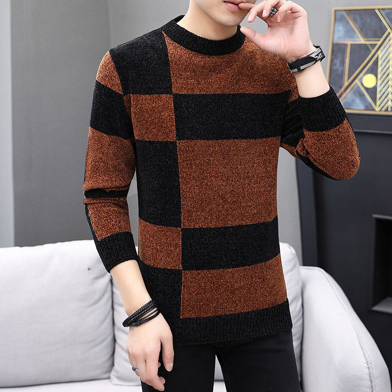 Men's Korean Style Round Neck Sweater for Warmth