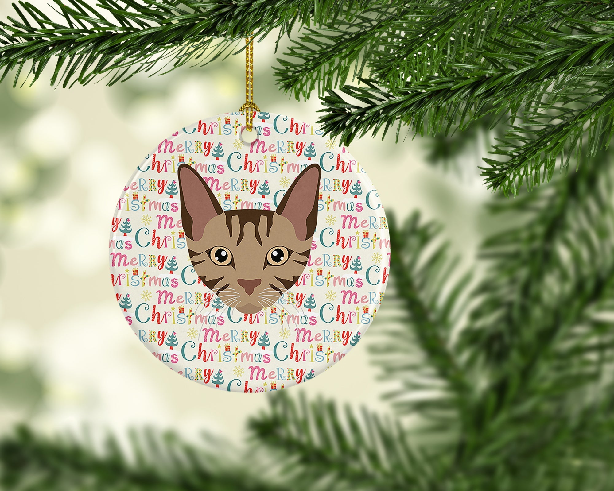 Sokoke Cat Christmas Ceramic Ornament