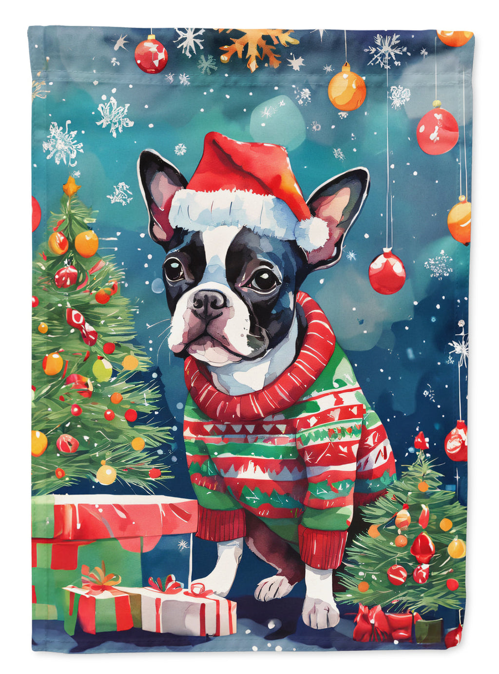 Boston Terrier Christmas Garden Flag
