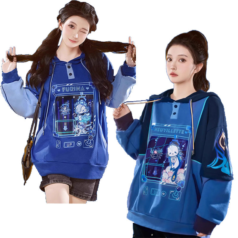 Genshin Impact Neuvillette Focalors Oversized Hoodie | Streetwear