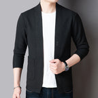 Men's Autumn Lightweight Pure Color Sweater Jacket