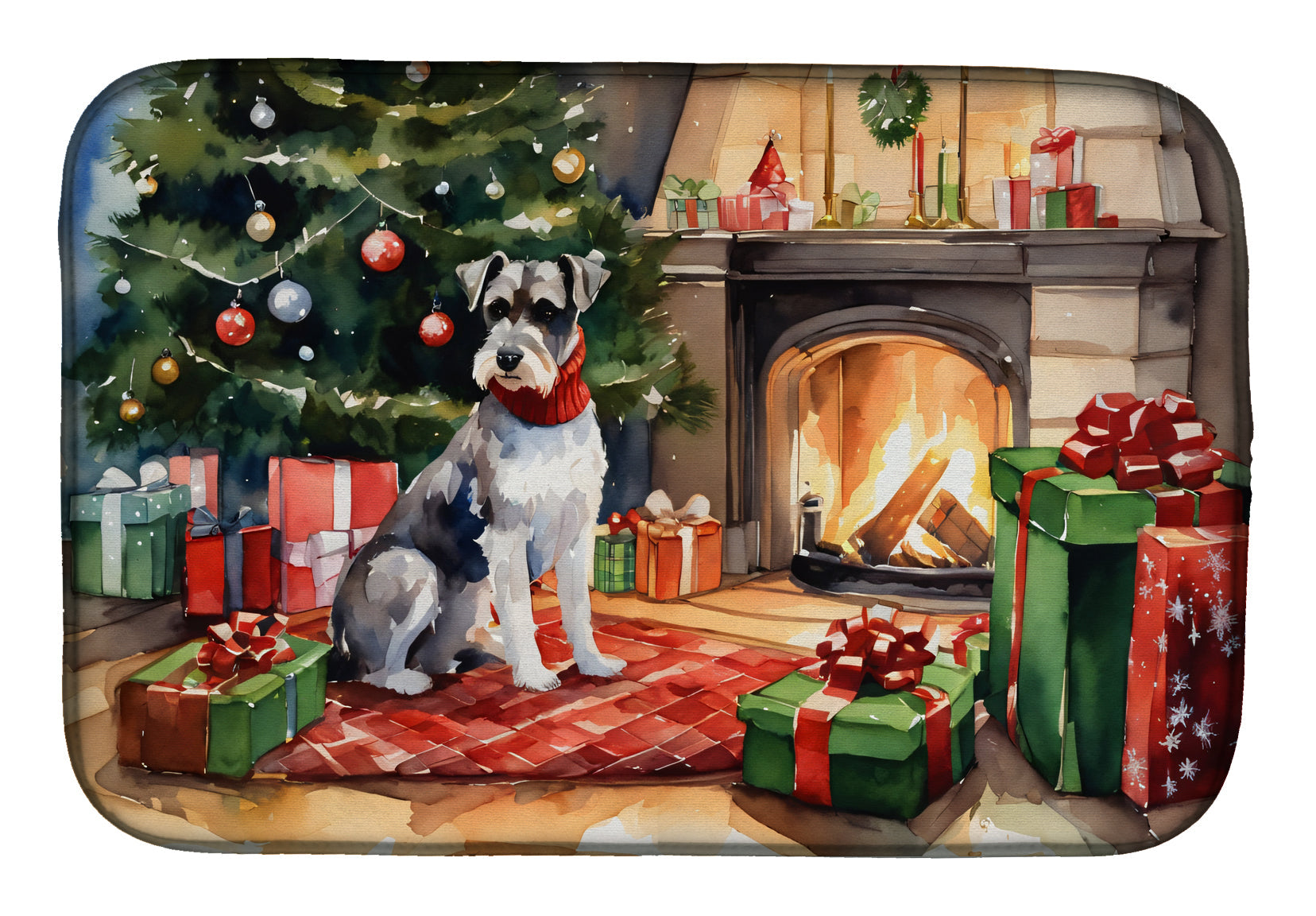 Schnauzer Cozy Christmas Dish Drying Mat