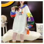 Women's Autumn/Winter Hooded Print Patchwork Hoodie | Streetwear