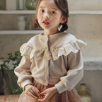 Children's Stylish Lace Round Neck Cardigan for Girls
