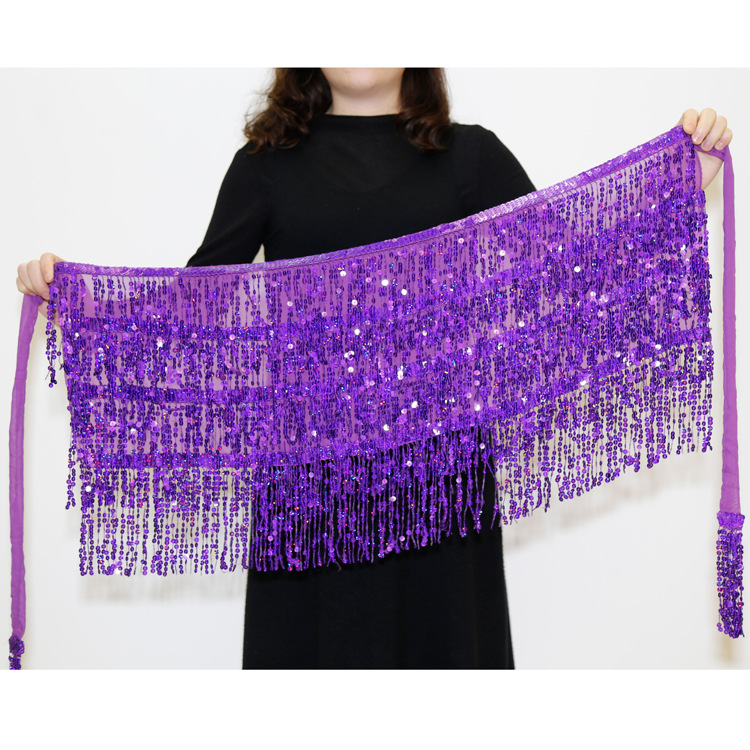 Spooky Sequins Belly Dance Hip Scarf with Tassels