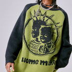 Men's Retro Pattern Embroidered Hip Hop Sweater