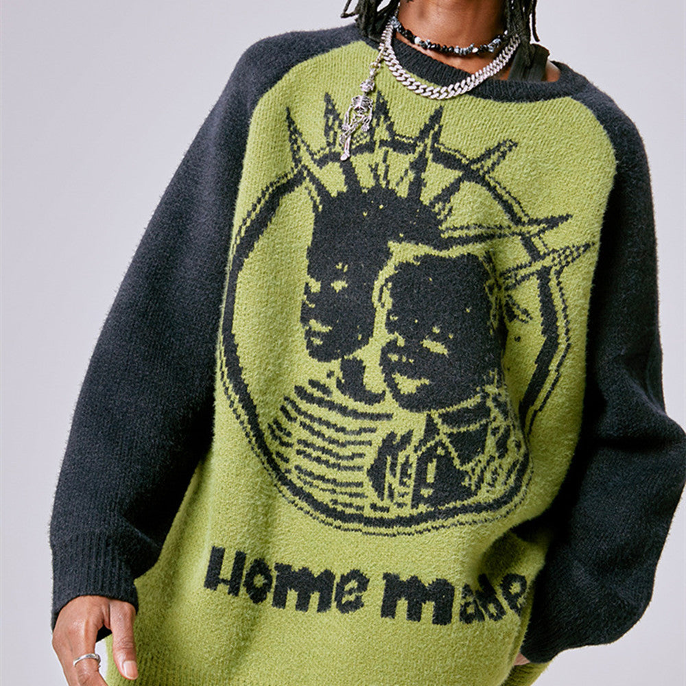 Men's Retro Pattern Embroidered Hip Hop Sweater