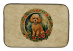 Poodle Christmas Flowers Dish Drying Mat