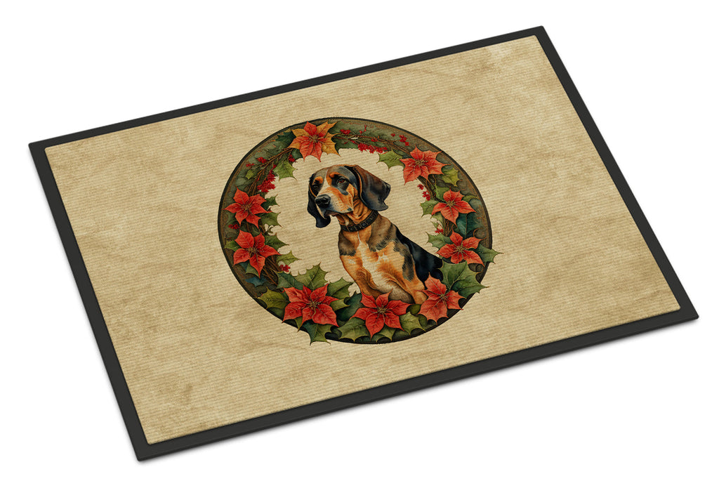 American English Coonhound Christmas Flowers Doormat