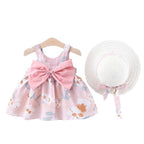 Summer Princess Dress for Baby Girls with Bow and Hat