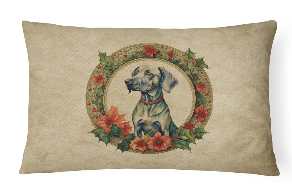Weimaraner Christmas Flowers Throw Pillow