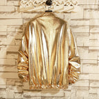 Men's Gold Silver Windbreaker Jacket for Autumn Fashion