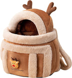 Plush Reindeer Pet Carrier Backpack with Hand Warmers | Streetwear