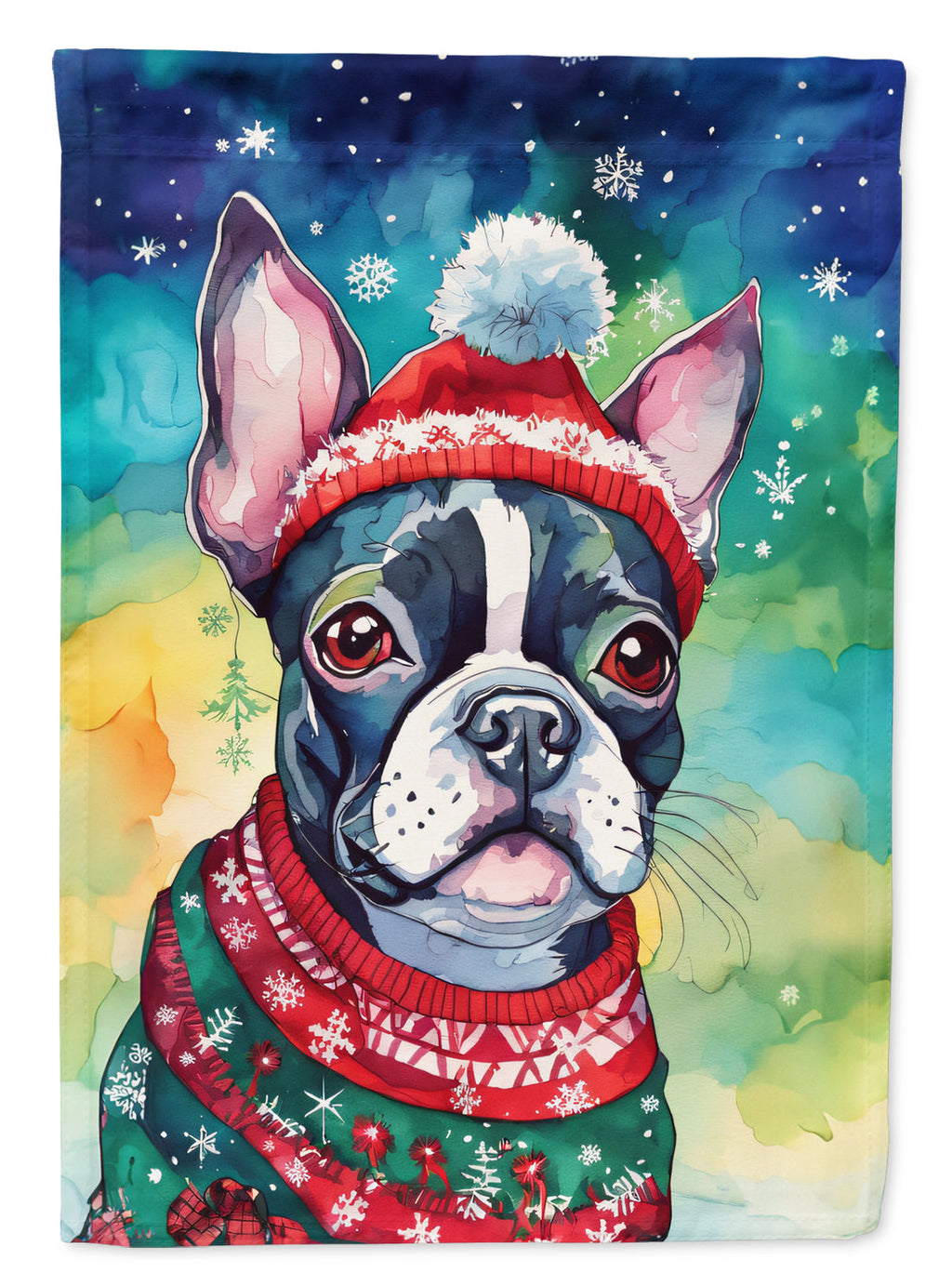 Boston Terrier Christmas Garden Flag