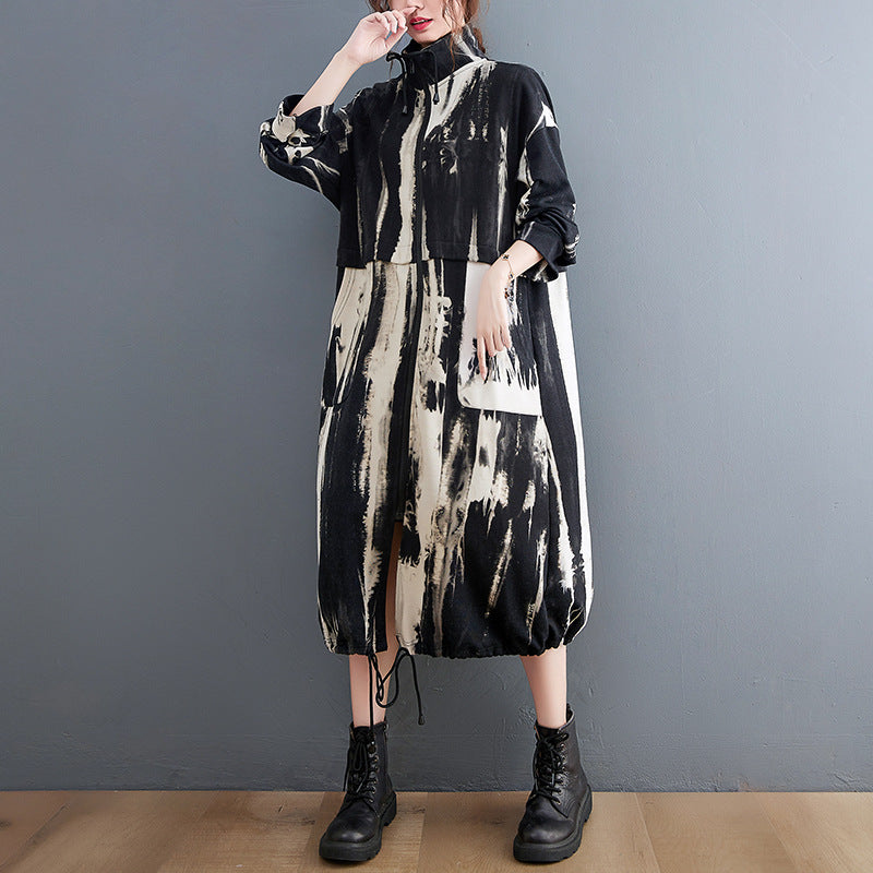 Mid-Length Versatile Casual Printed Jacket