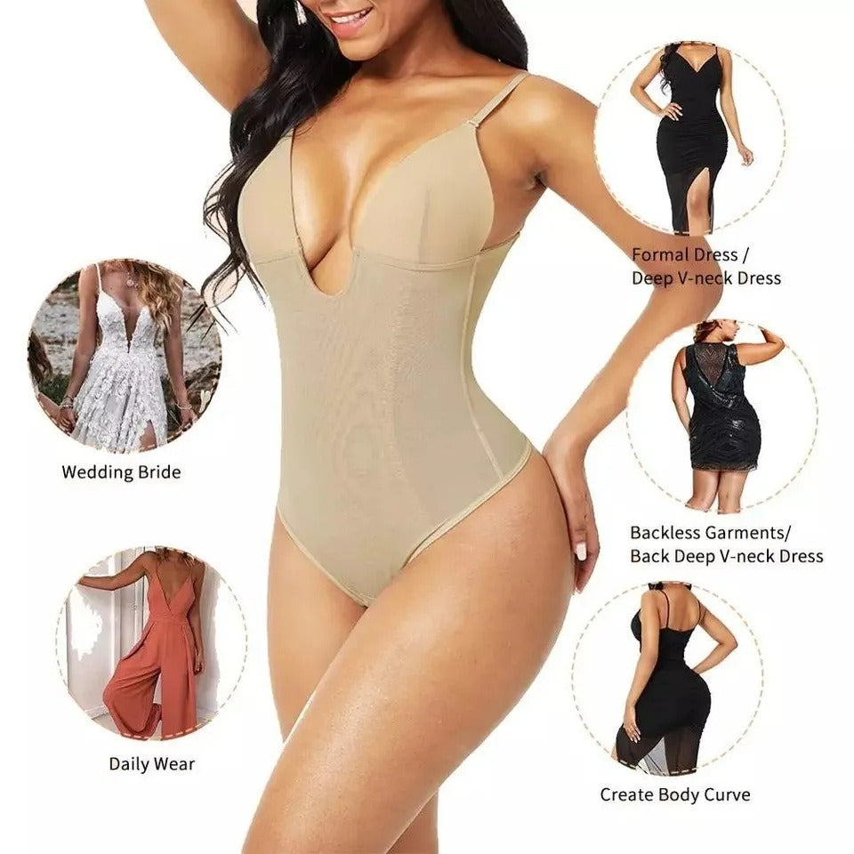 Backless Body Shaping T-Back Corset Jumpsuit