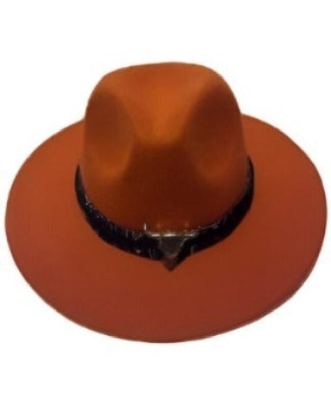 Wool Fedora Hat With Punk Ribbon | Embroidered Cap