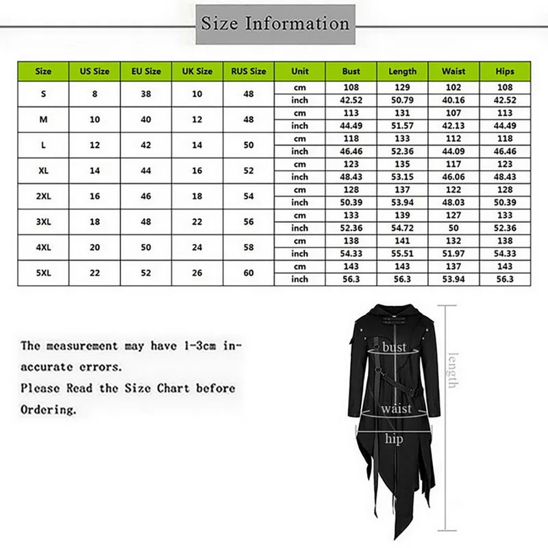 Medieval Steampunk Victorian Long Sleeve Jacket Costume