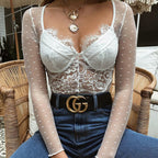 Sexy Sheer Long Sleeve Bodysuit for Adult Wear