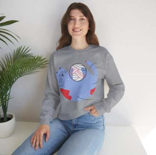 Printed Round Neck Loose Sweatshirt for Autumn/Winter | Streetwear