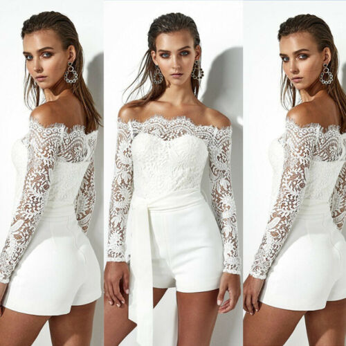 Women's Summer Off-Shoulder Lace Panel Bodysuit