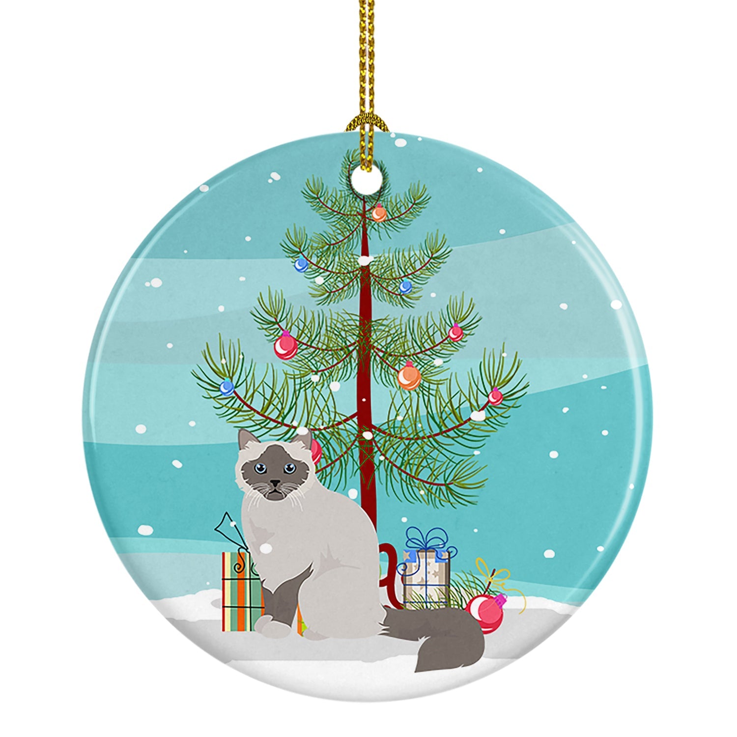 Birman Cat Christmas Ceramic Ornament