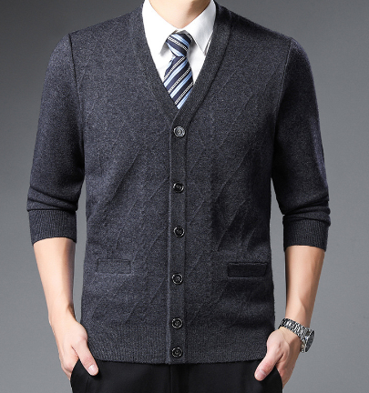 Men's Executive Cardigan - Knitted Sweater (One Piece)