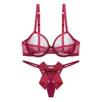 Ladies Transparent Mesh Lingerie Set - Ultra-thin Bra & Thong