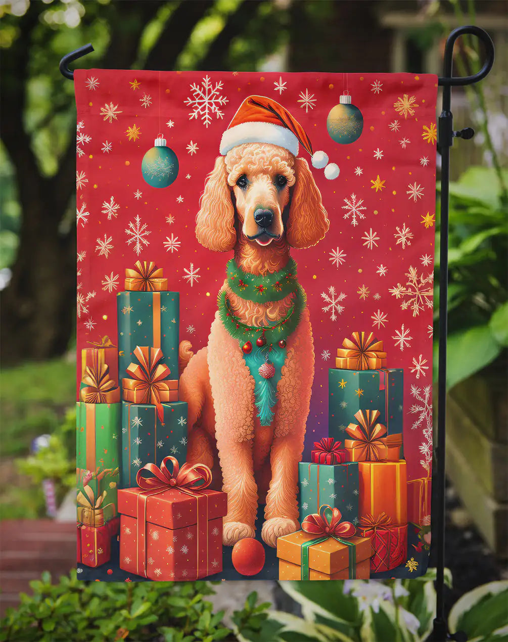 Poodle Holiday Christmas Garden Flag