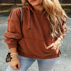 Solid Color Long Sleeve Casual Pullover Sweatshirt for Women | Streetwear