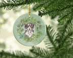 Dachshund Puppy Dappled Christmas Wreath Ceramic Ornament