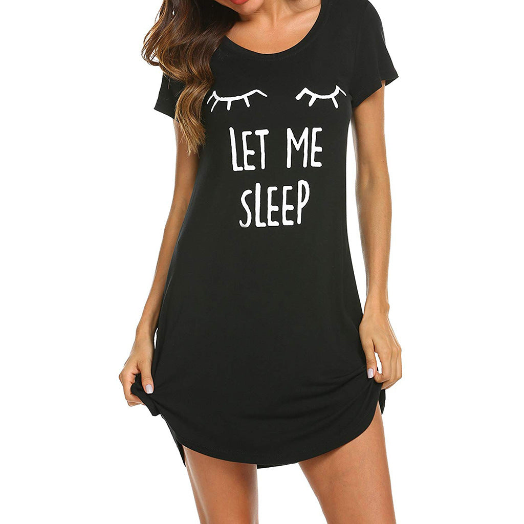 Floral Short Sleeve Dress and Cat T-Shirt Nightgown
