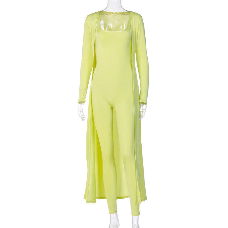 Women's Two-Piece Leisure Jumpsuit Coat Set