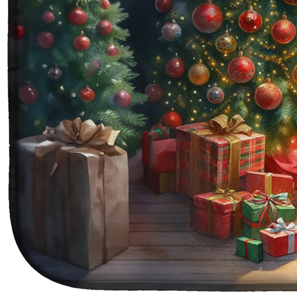 Miniature Pinscher and Santa Claus Dish Drying Mat