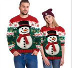 Women's Christmas Tree Snowman Pattern Round Neck Sweater