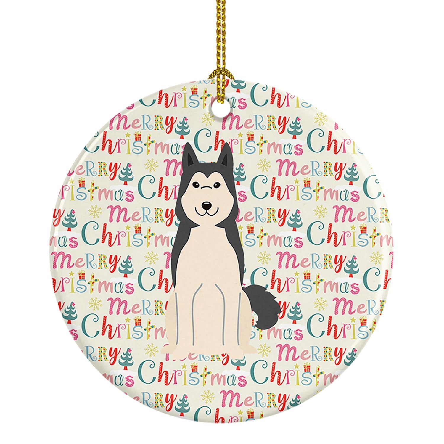 Merry Christmas West Siberian Laika Spitz Ceramic Ornament