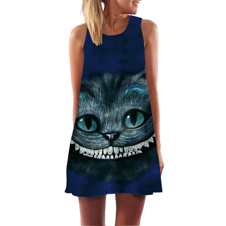 New Digital Print Off-Shoulder Dress