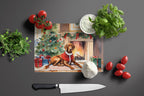 Vizsla Cozy Christmas Glass Cutting Board