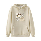Women's Velvet Hooded Sweater with Print Design