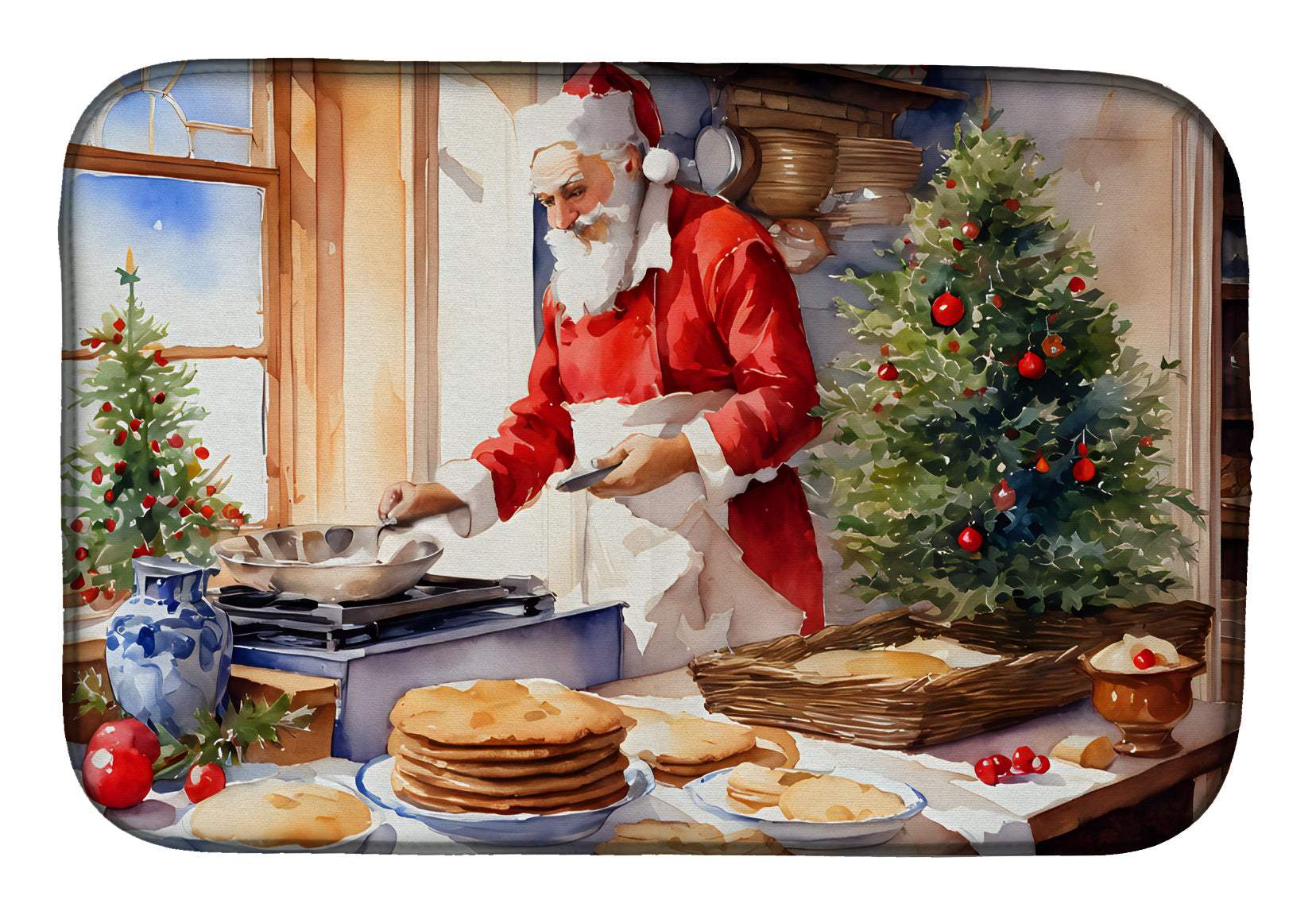 Cookies with Santa Claus Babbo Natale Dish Drying Mat