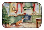 Corgi Christmas Cookies Dish Drying Mat