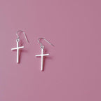 Simple Gold Cross Drop Earrings